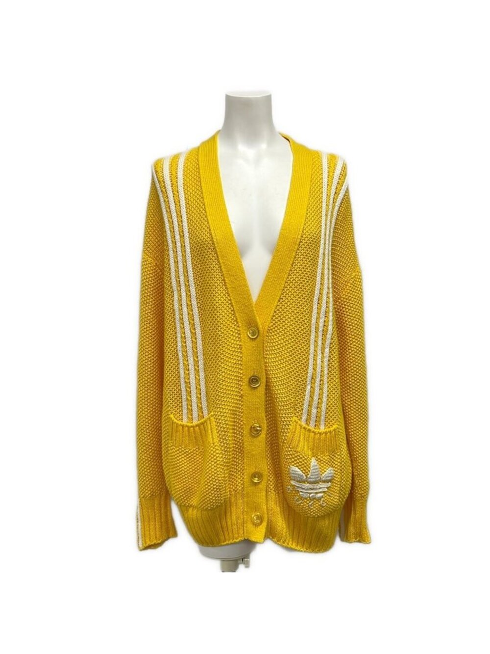 Gucci Cardigan S Yellow White Adidas Collaboration Cotton Linen
